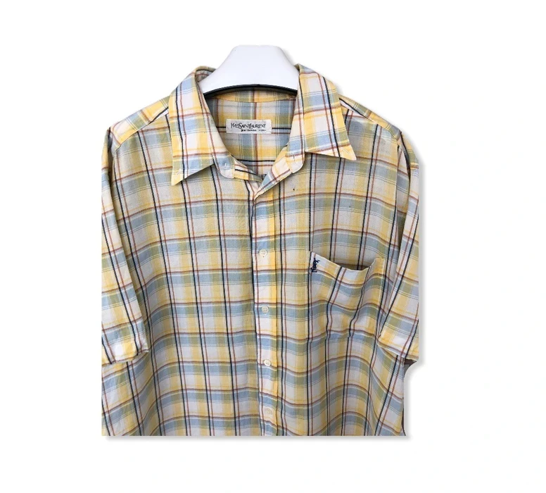 Vintage - Vintage YvesSaintLaurentPlaid Tartan Button Up Shirt - 3