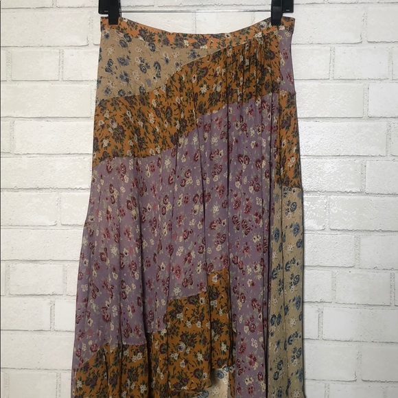 Zara Asymmetrical Floral Patchwork Boho Skirt - 10