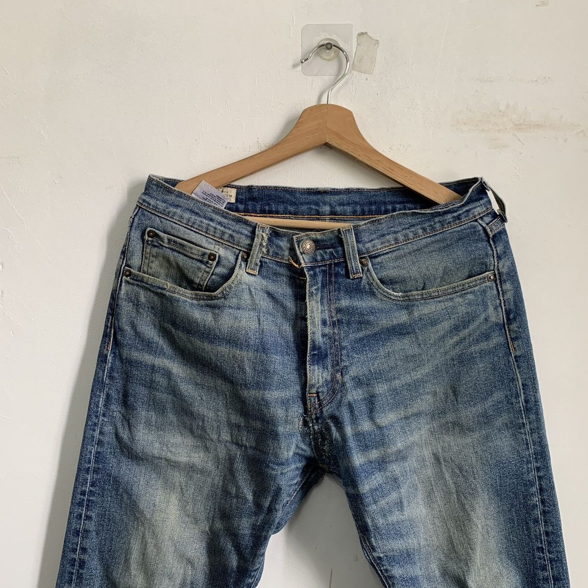 Vintage Levis 505 Big E Jeans Leather Pie Denim - 3