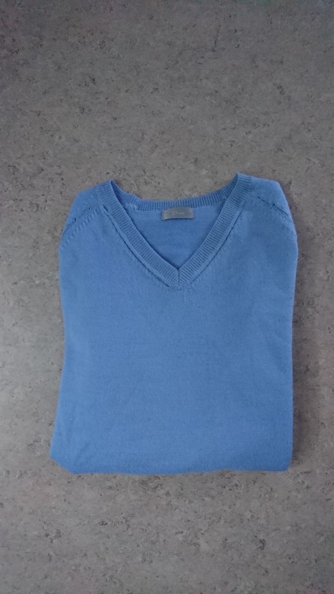 Rare Hedi Slimane Distressed Light Blue Sweater EU46 - 1