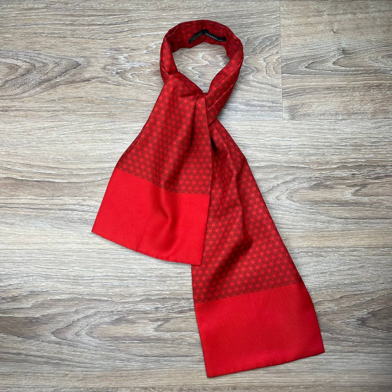 Hermes Paris Ascot Silk Tie Red Logo - 1