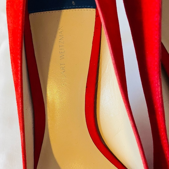 Stuart Weitzman lipstick Red Suede heels - 5