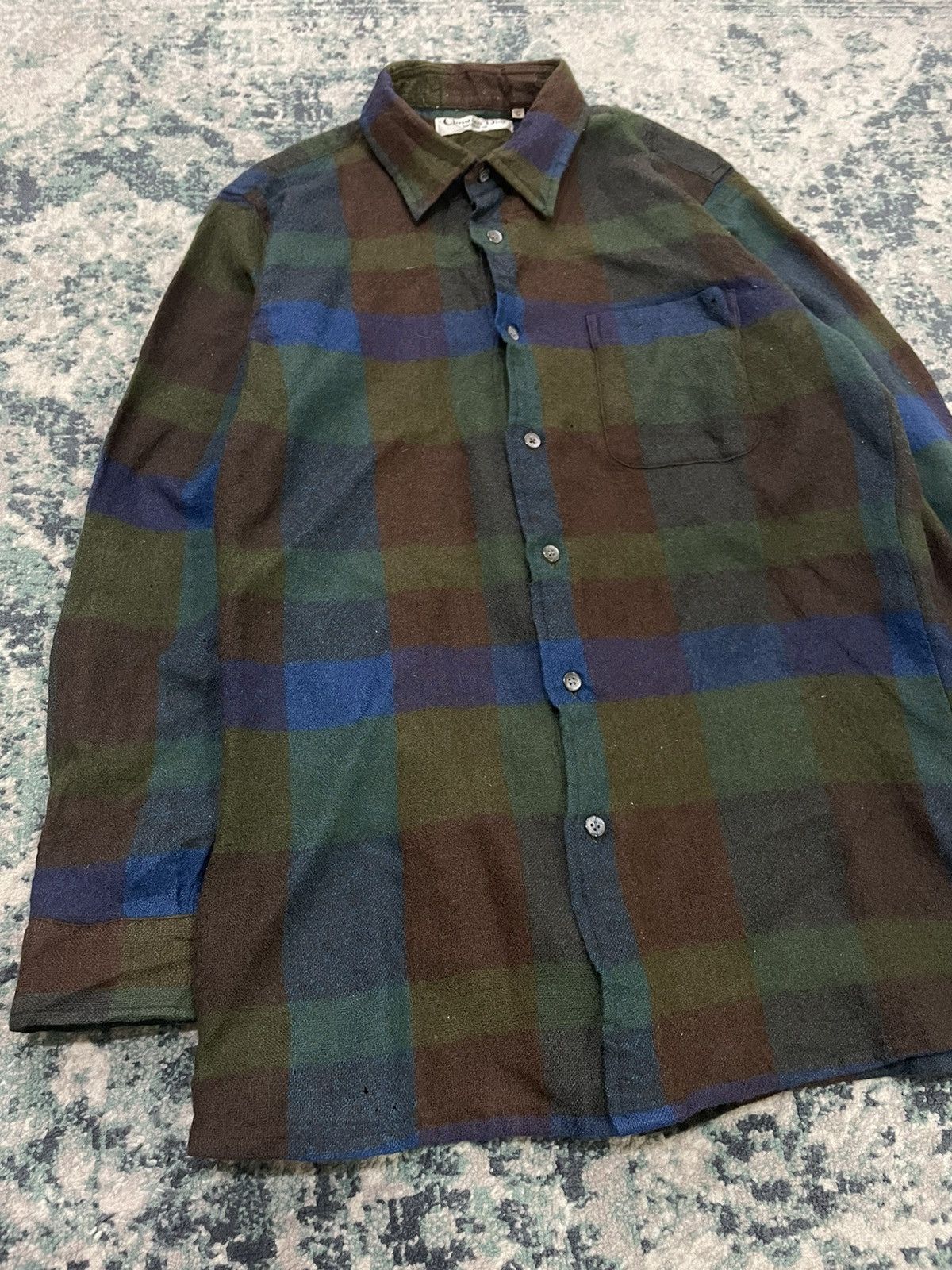 Rare Vintage 1980 Christian Dior Hair Flannel Button Up L/S - 5
