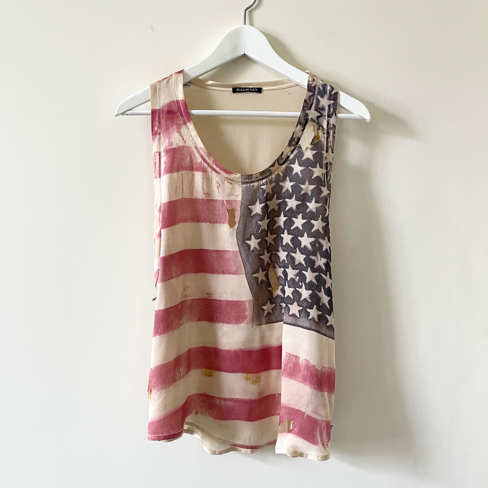 BALMAIN AMERICAN FLAG TANK バルマン タンクトップ Balmain Balmaim trashed American Flag Tank Top | avviivva