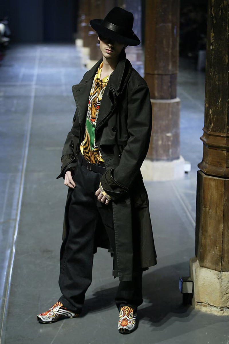06aw baroque period hooded trench coat - 1