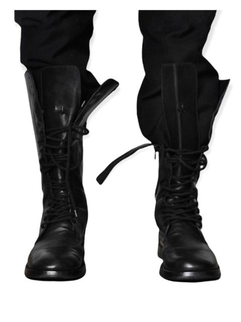 Ann Demeulemeester calfskin leather lace up knee-high boots in black