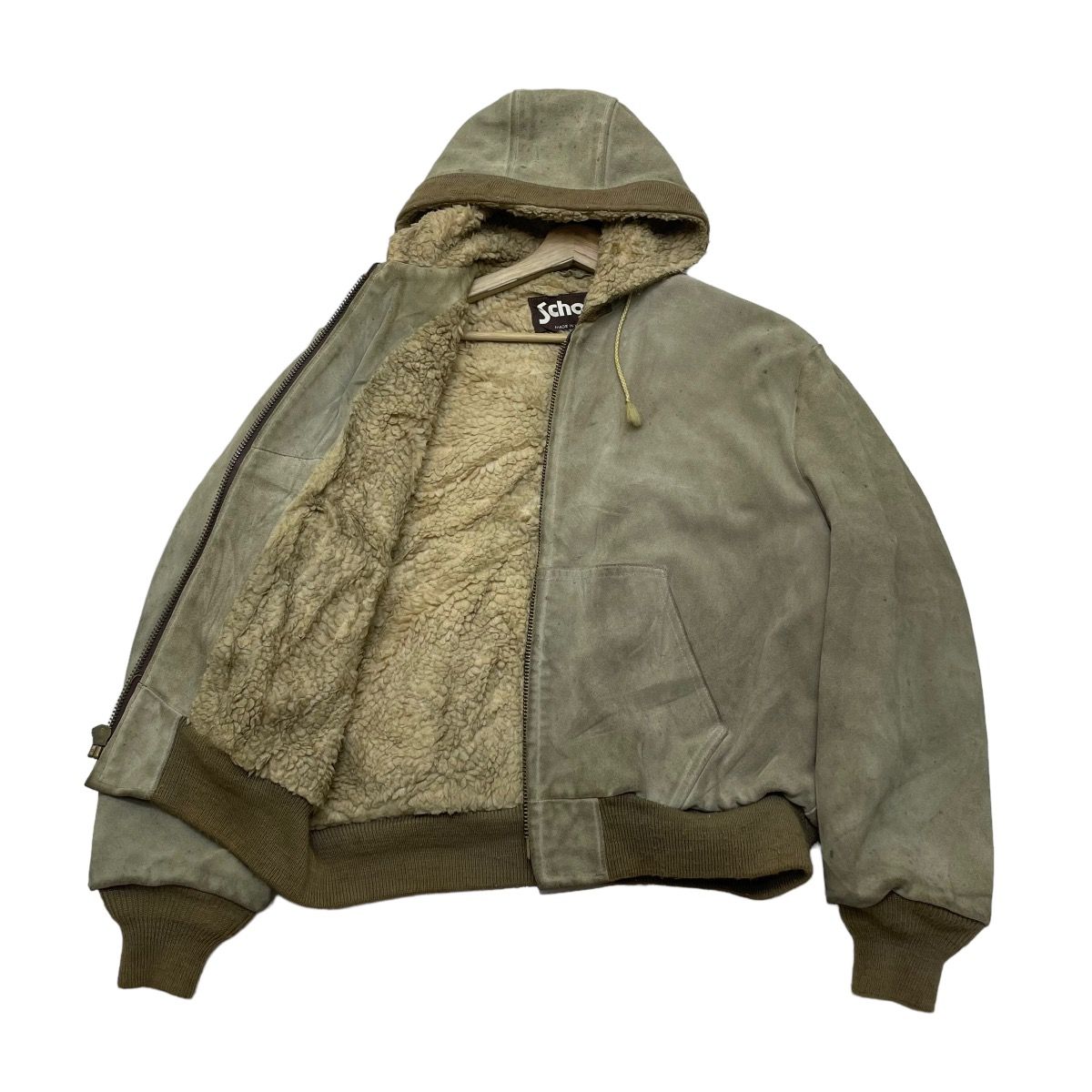 👉Vintage Schott Suede Leather Shearling Hooded Jacket - 2