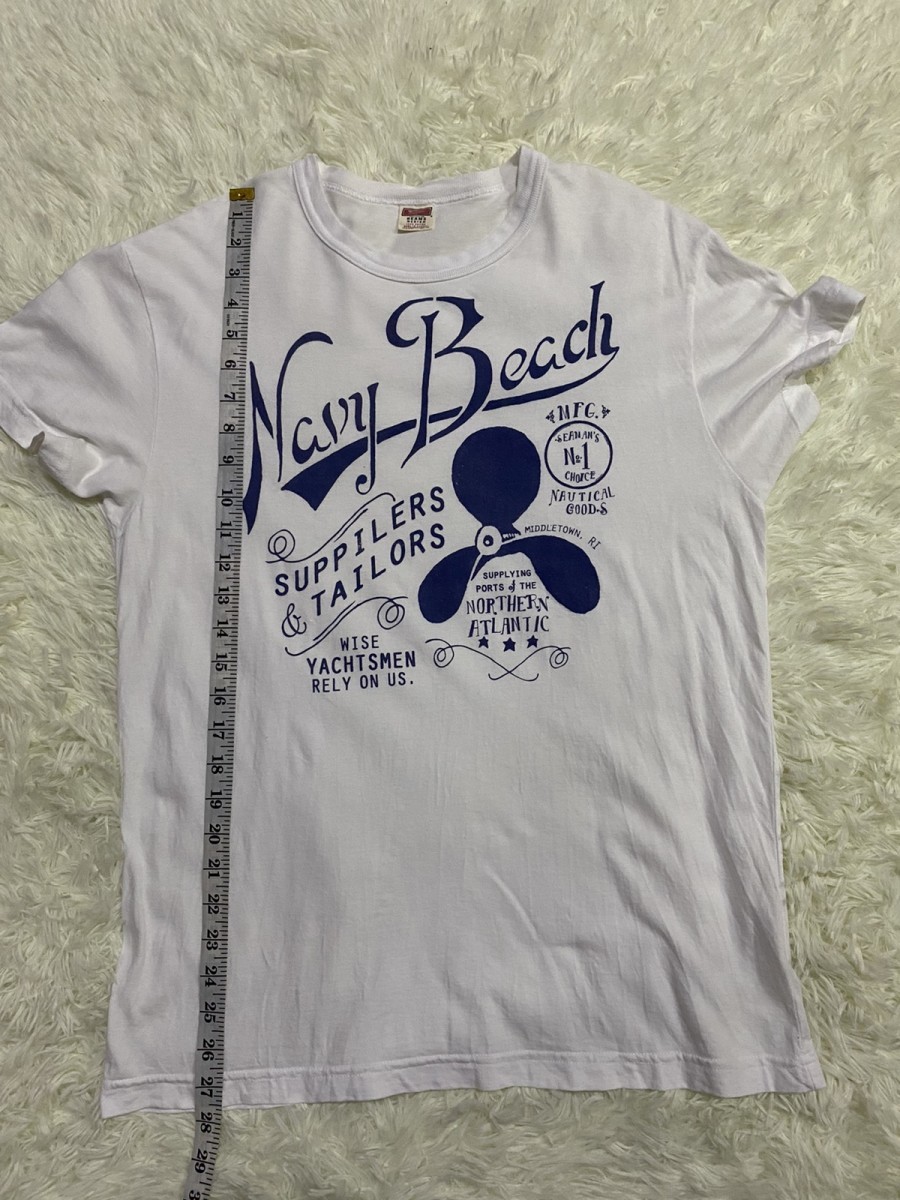 Beams Shirt Navy Beach Absorbent Printing - 9