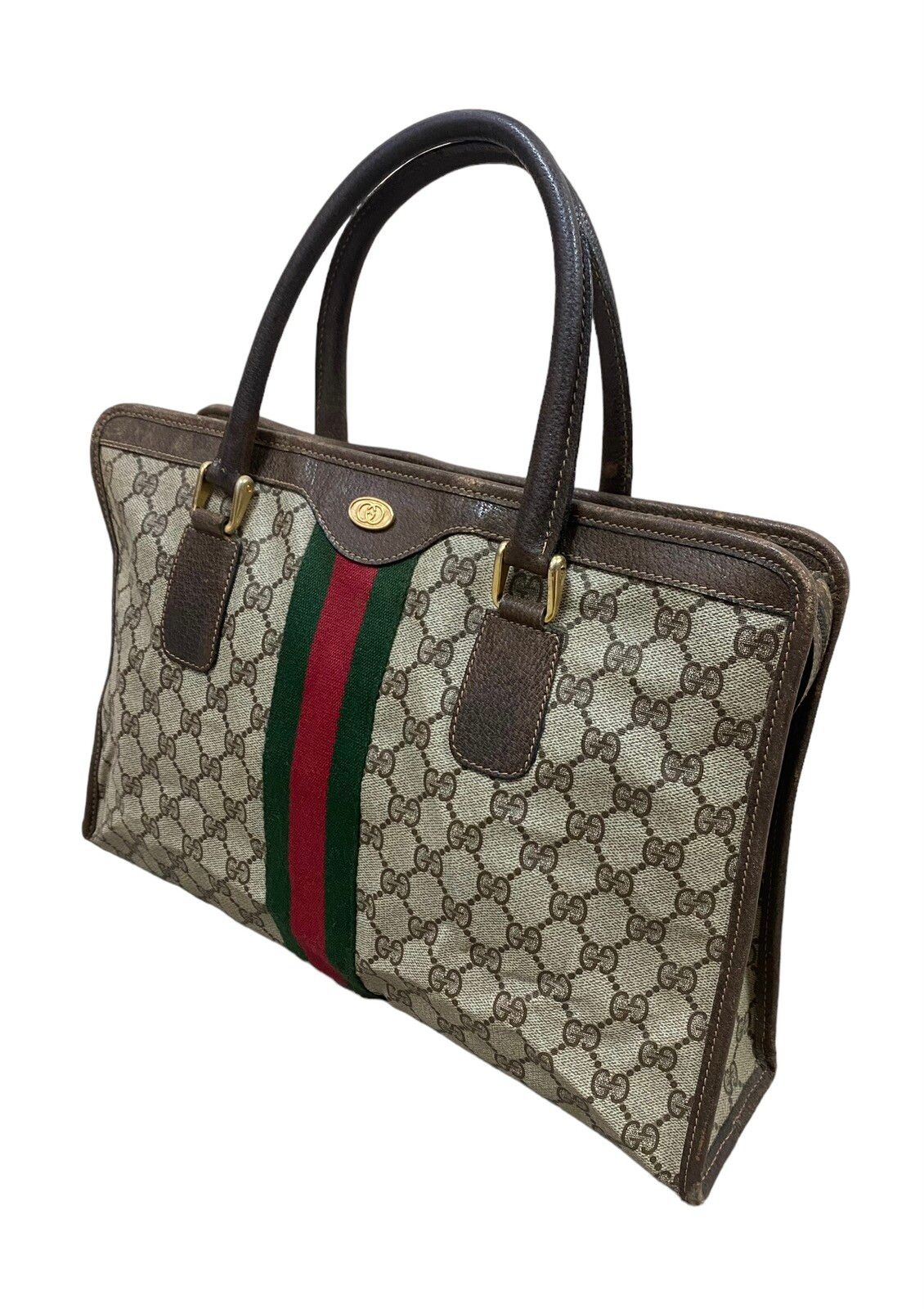 Vtg🔥Authentic Gucci GG Canvas Web Sherry Line Handbag - 6