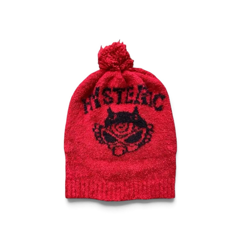 Hysteric Glamour Mini Red Devil Horn Beani Hats Big Logo - 1