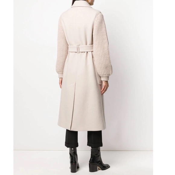 ba&sh Calas Cable Knit Sleeve Long Wool Coat in Creme - 5