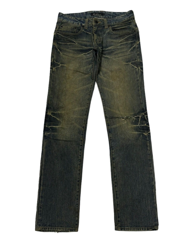 ROOT THREE STYLE DISTRESSED PUNK STYLE DENIM PANTS JEANS - 1