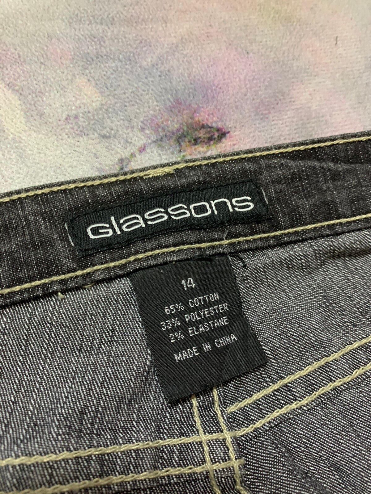 Flared Japanese Brand Glassons Washed Black Wide Flare Baggy - 8