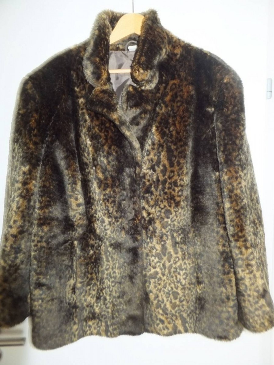 Vintage - faux fur leopard baby cat pattern coat size 50 52 - 1