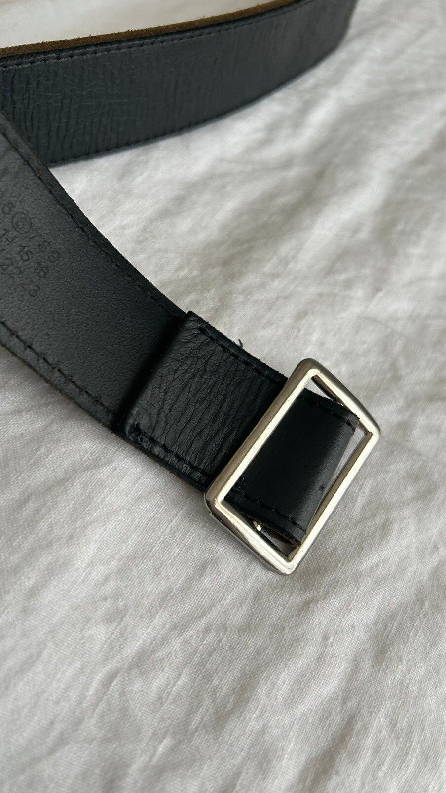 matte black . margiela . leather belt - 16