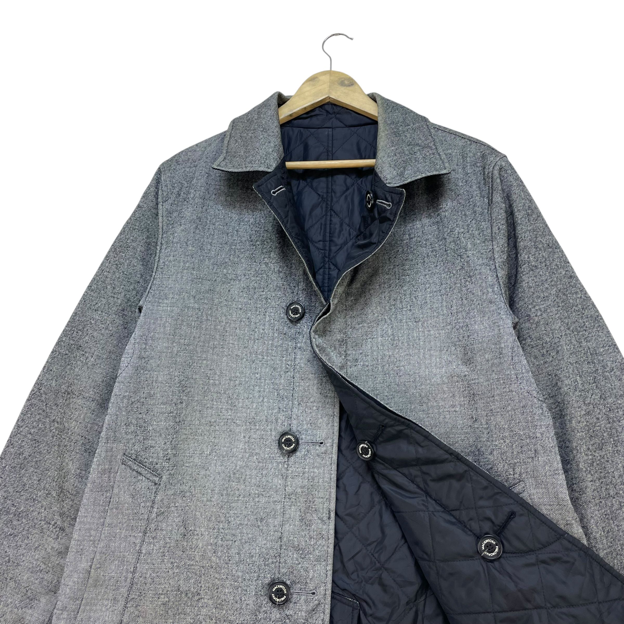 Vintage Mackintosh Philosophy Reversible Quilted/Herringbone Long Coat Jacket  - 5