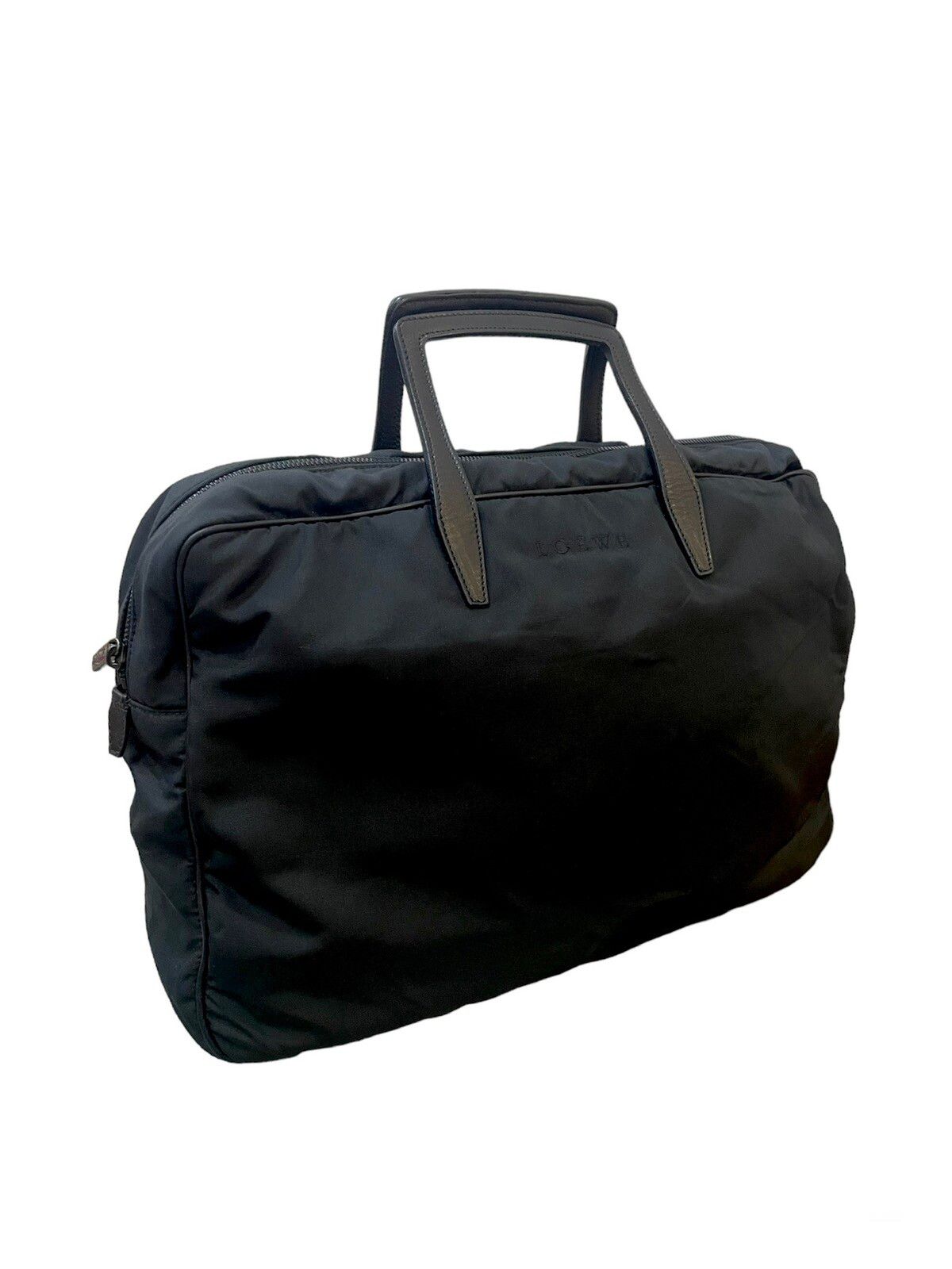 Loewe Black Nylon Leather Handle Travel Bag - 1