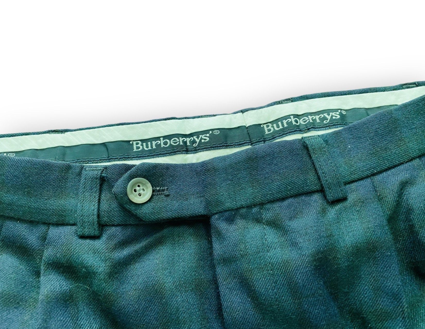 Burberry Pants Tartan Black Watch Check Vintage Green Retro - 9