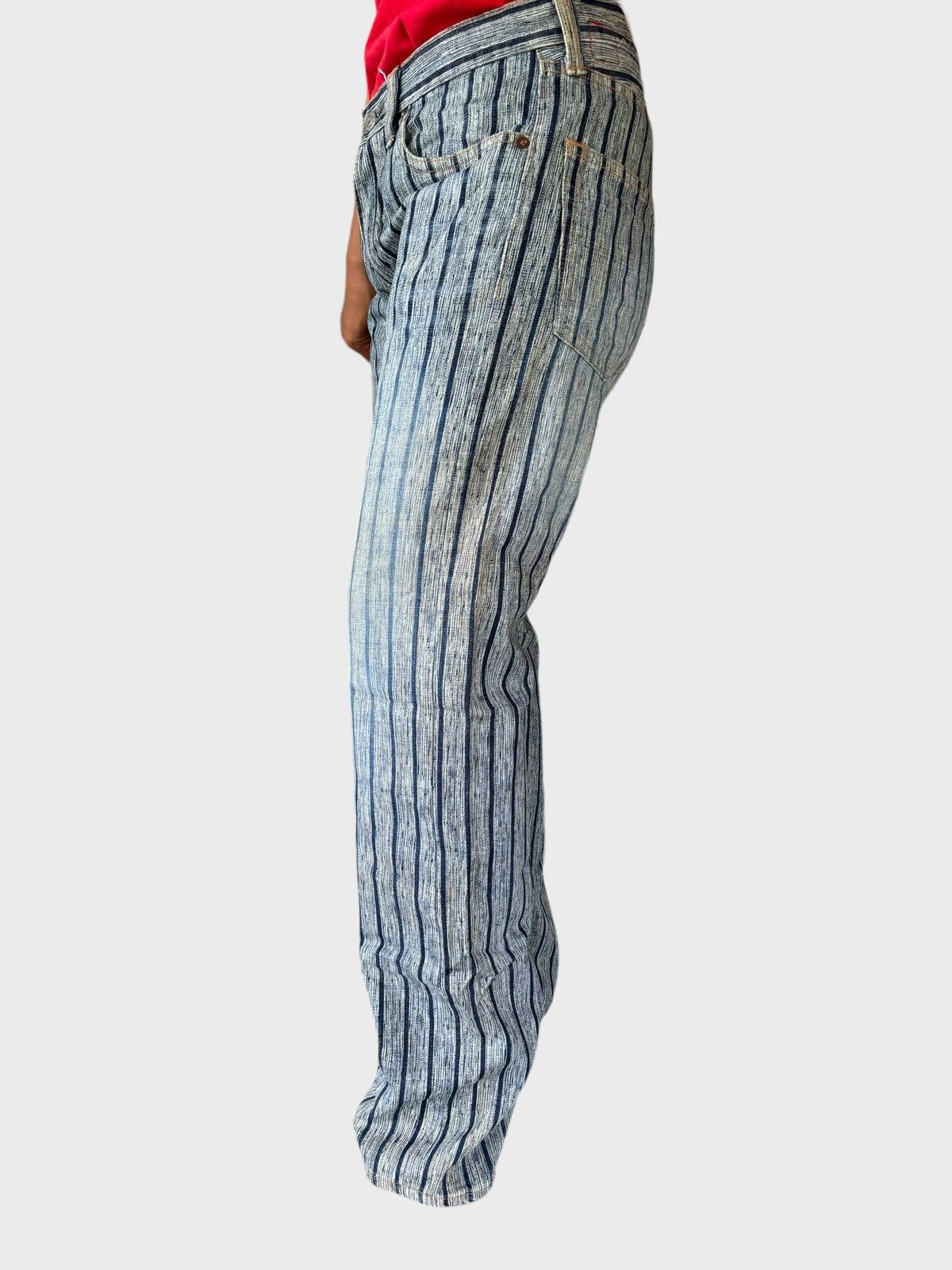 Vintage BLUE WAY Striped Blue Faded Denim - 18