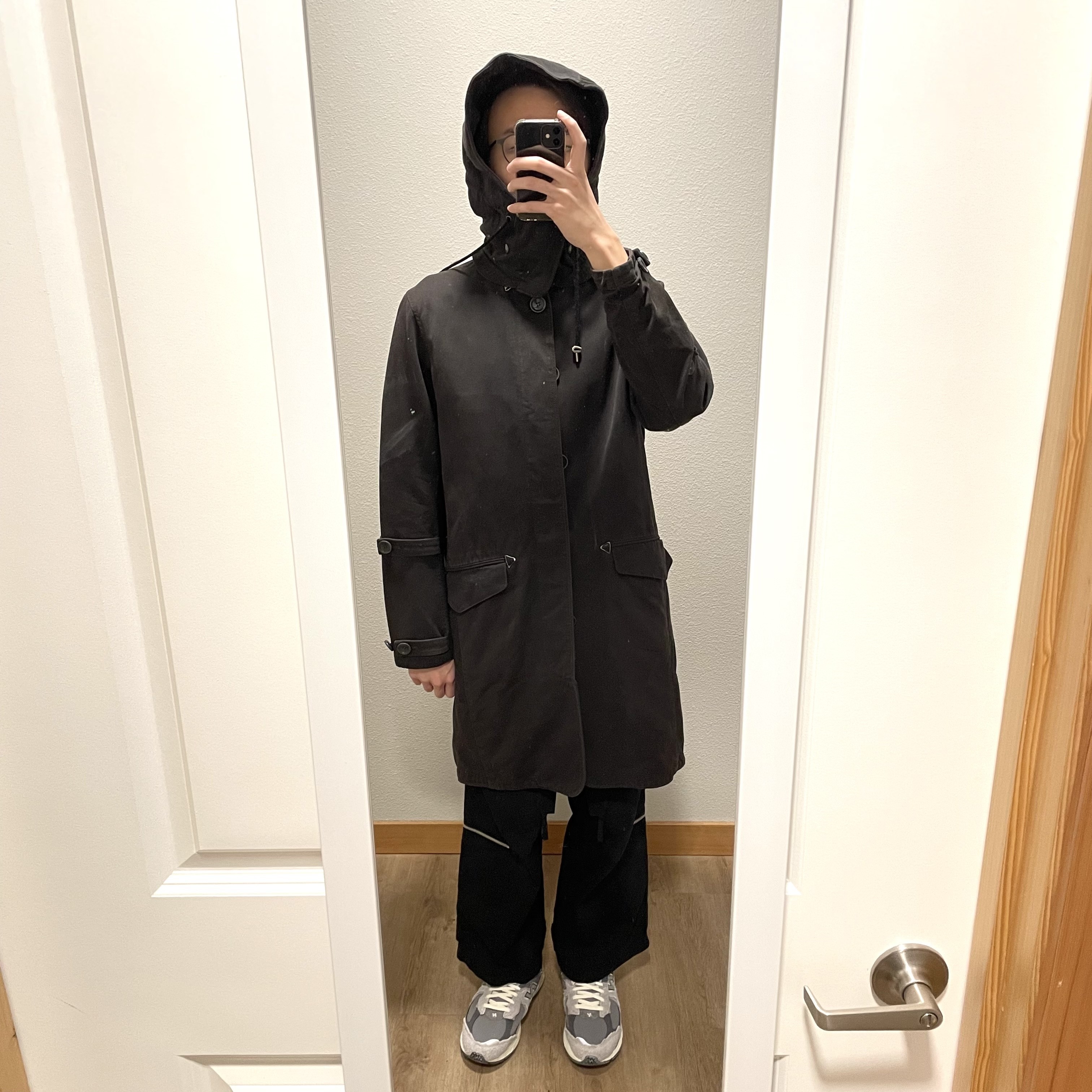 AW11 wanderer coat chino cloth charcoal grey cotton tencel - 11