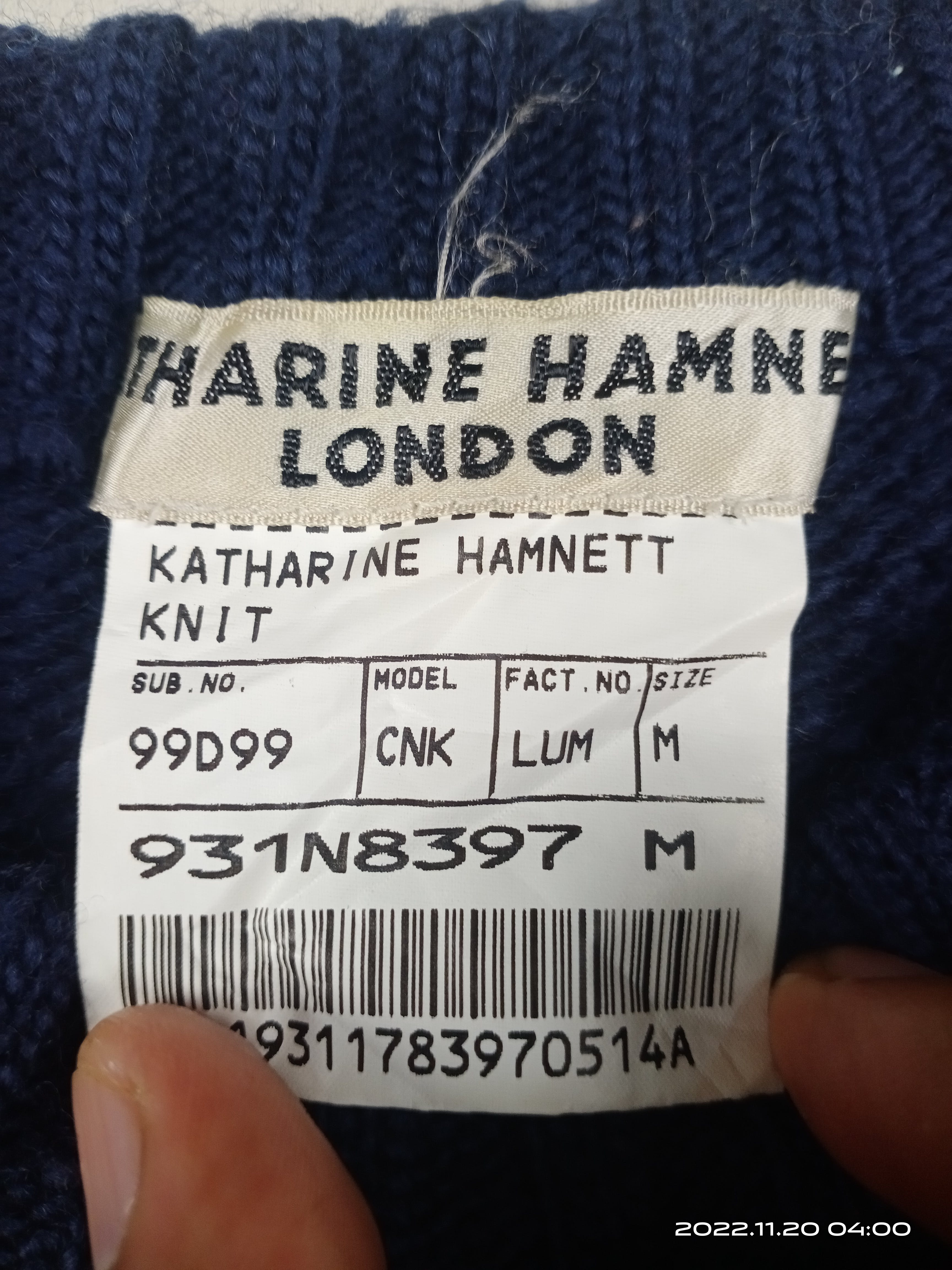 Katharine Hamnett London - 💥RARE💥Vintage Katharine Hamnett Cable Knit  Wool Sweatshirt