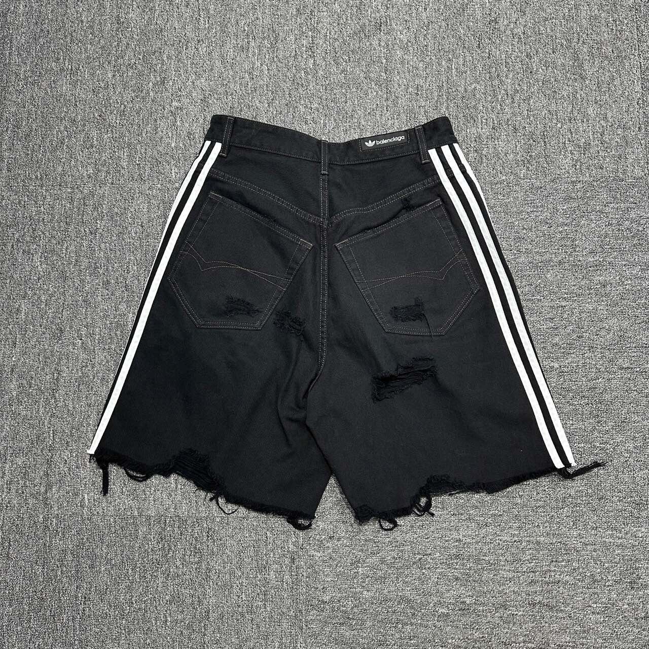 Balenciaga x Adidas distressed denim shorts - 2