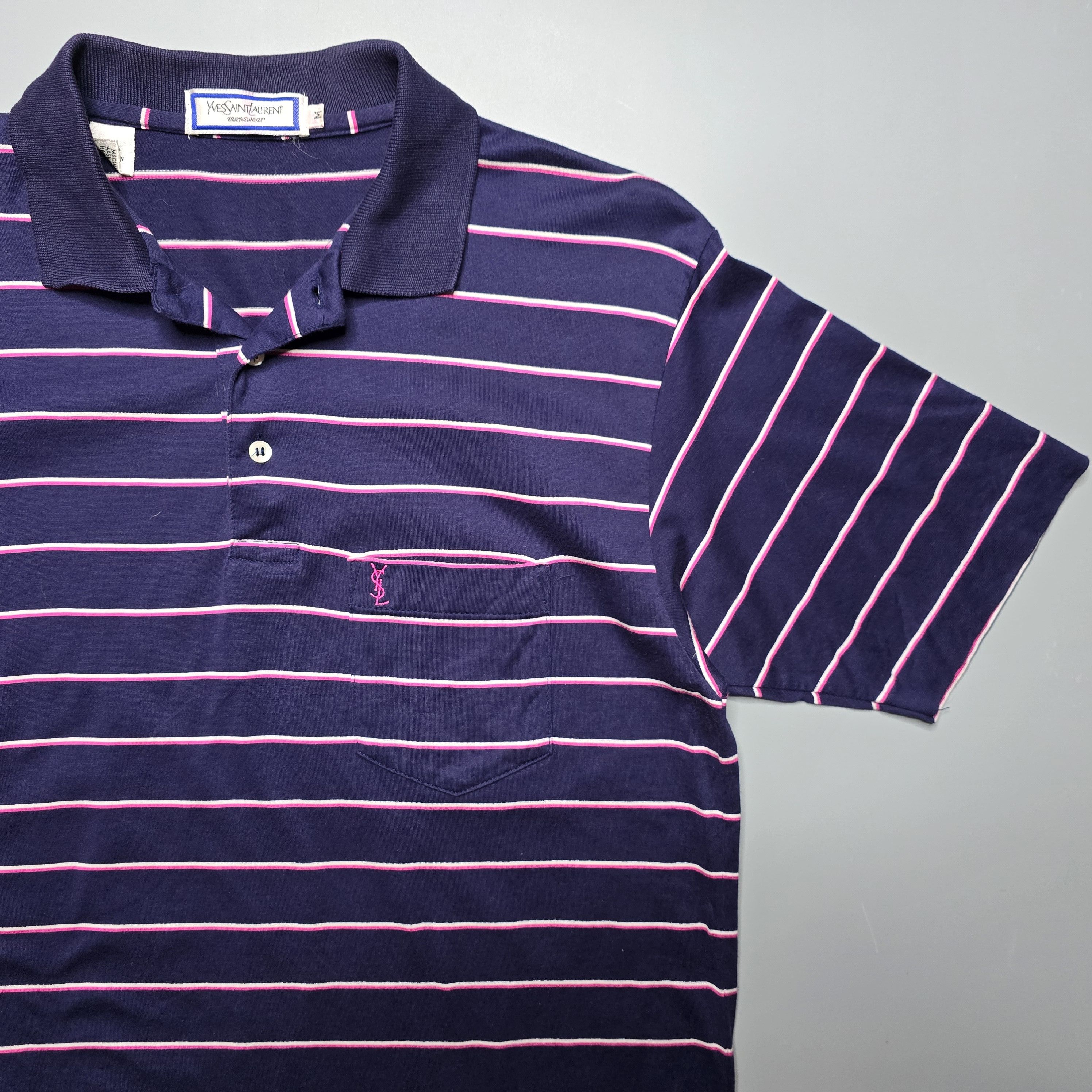 Yves Saint Laurent - Vintage Striped Pocket Polo Shirt - 3