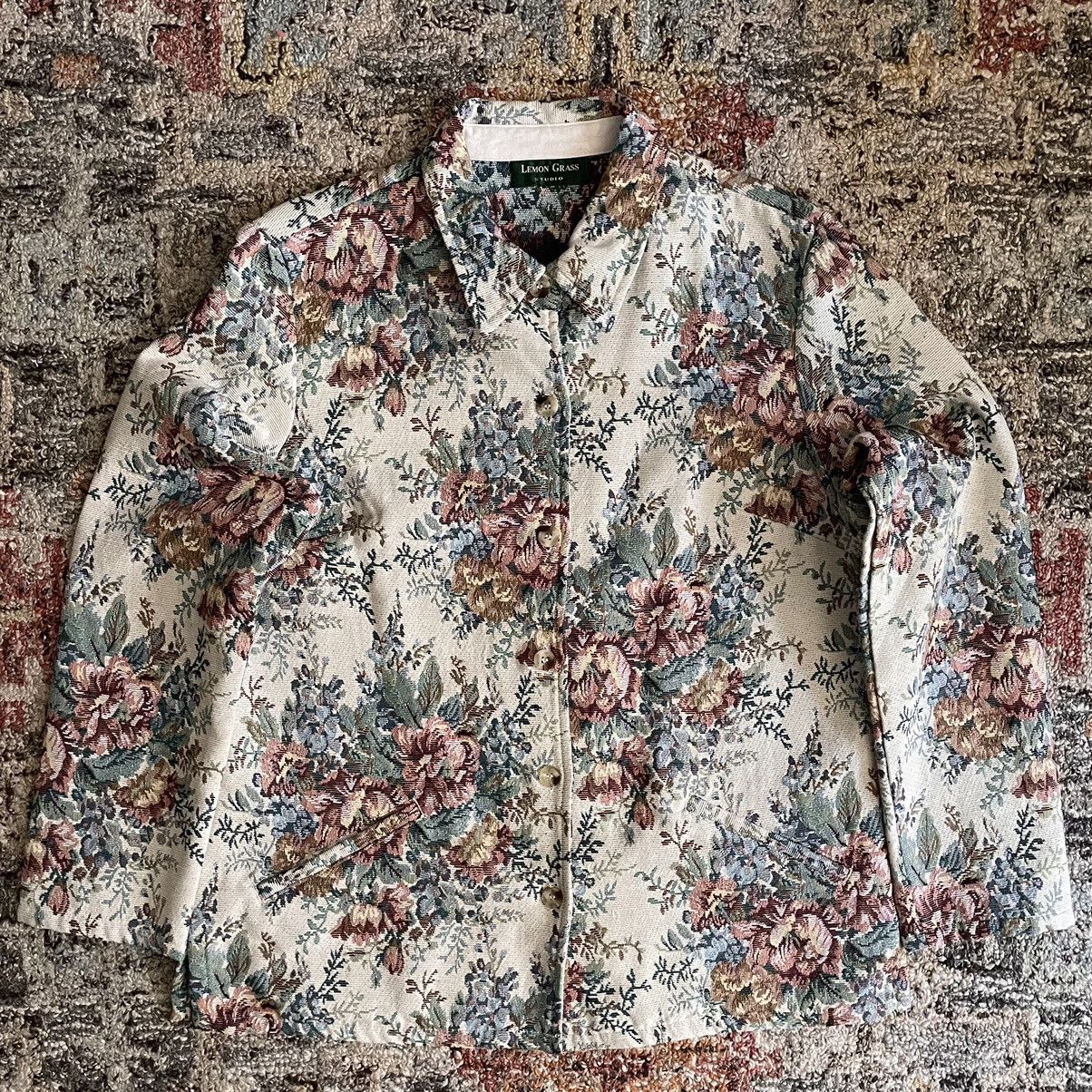 Vintage - floral gobelin tapestry shirt jacket craig green bode - 1