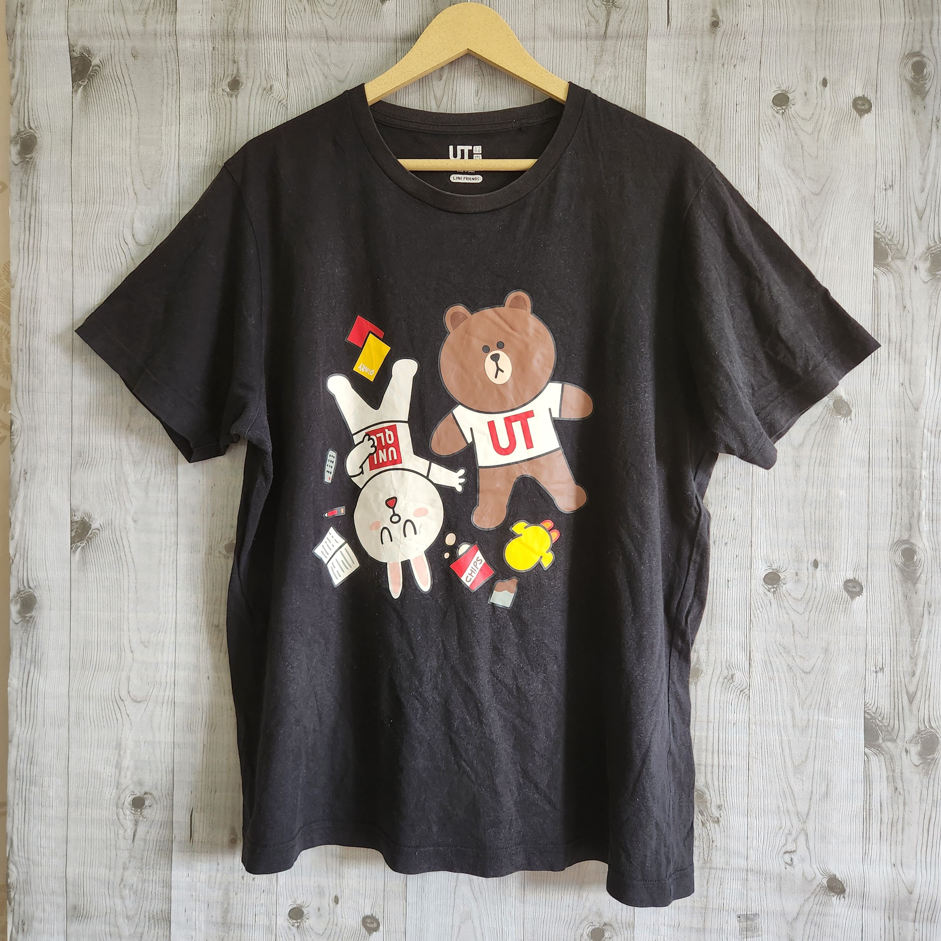 Uniqlo X Line Friends Mascots Black Tees - 1