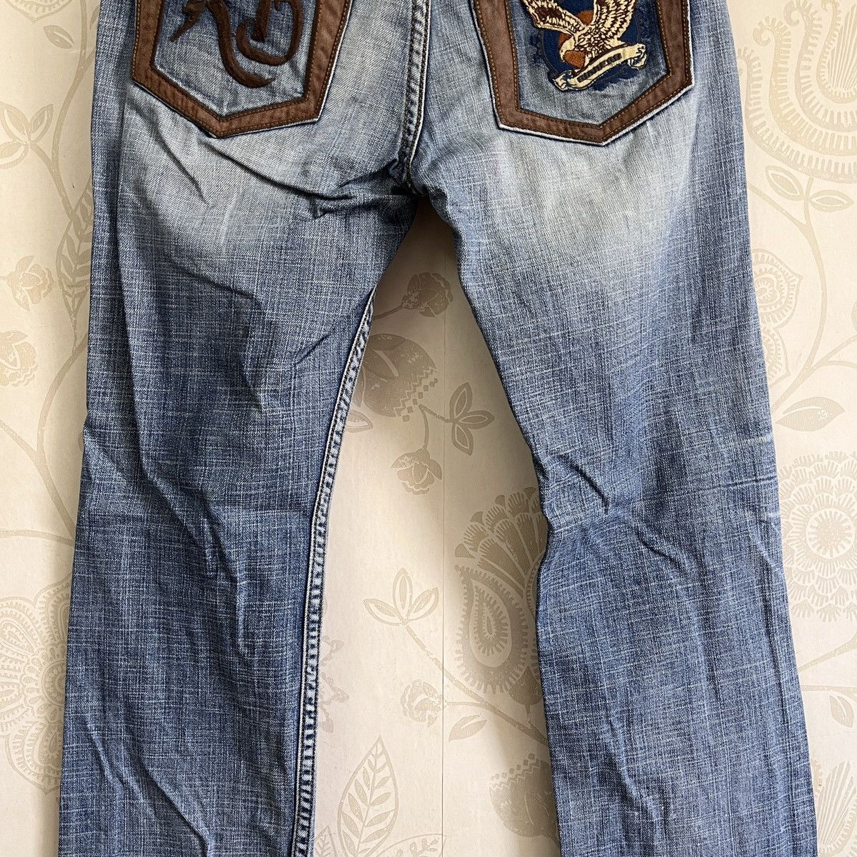 Riobera Vintage Japan Blue Denim Jeans Big Buttons Zipped - 14