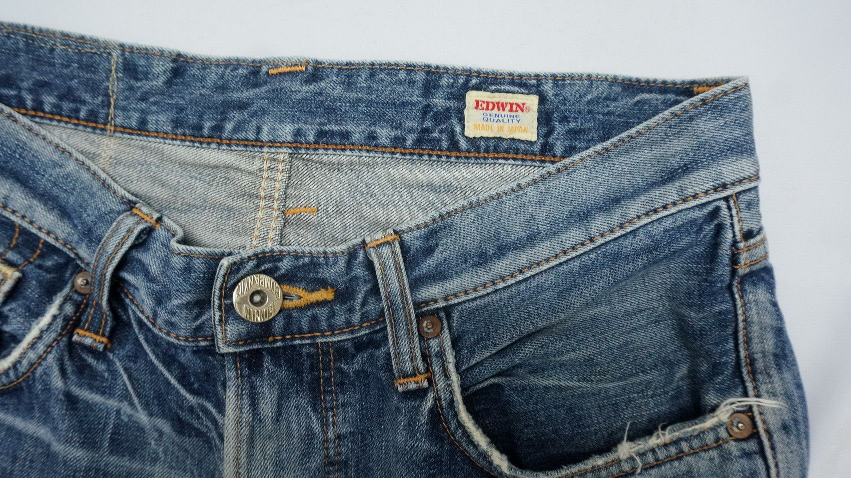 Rare! EDWIN 'Midnight Blues' Reworked Distressed Slim Jeans - 23