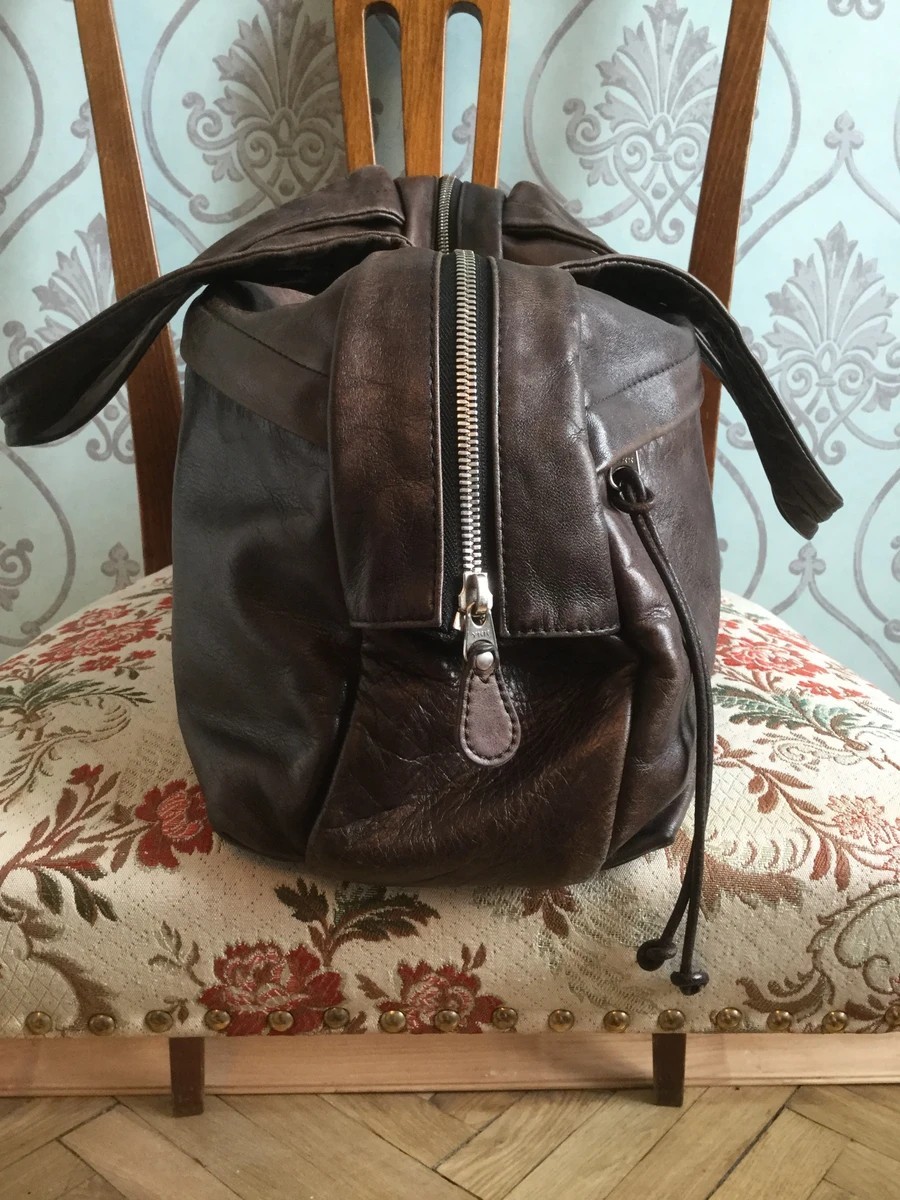Y’s brown classical semicircle leather bag - 2