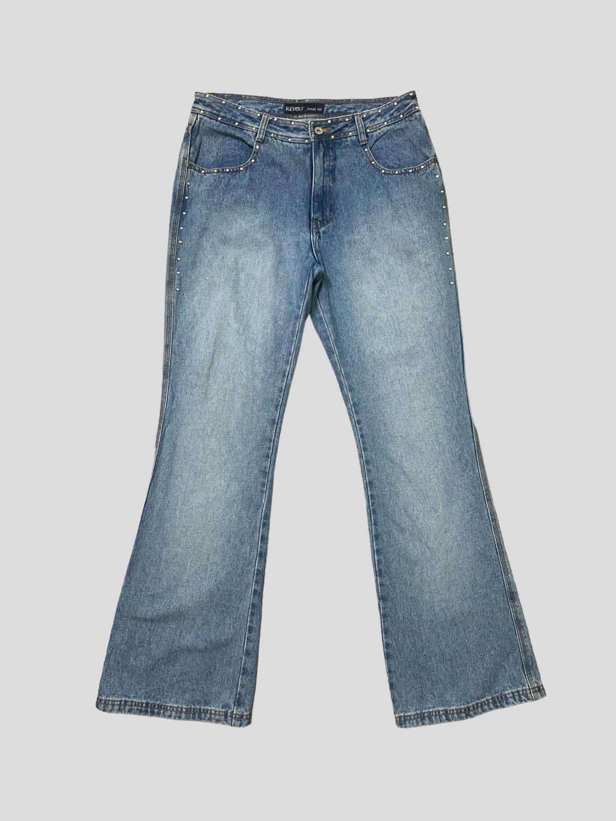 Vintage - Flared REVOLT Stud Design Boot Cut Denim s45k - 3