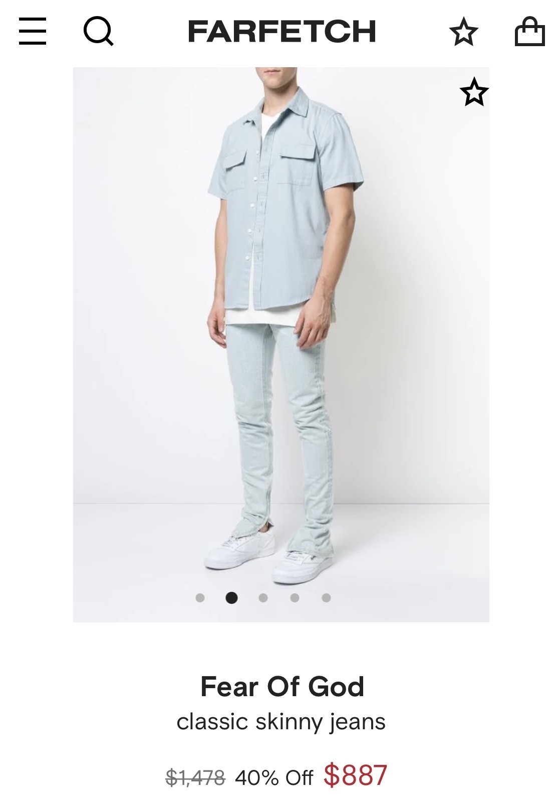 Fear of God Jeans Fifth Collection Washed Out Indigo 34 - 12