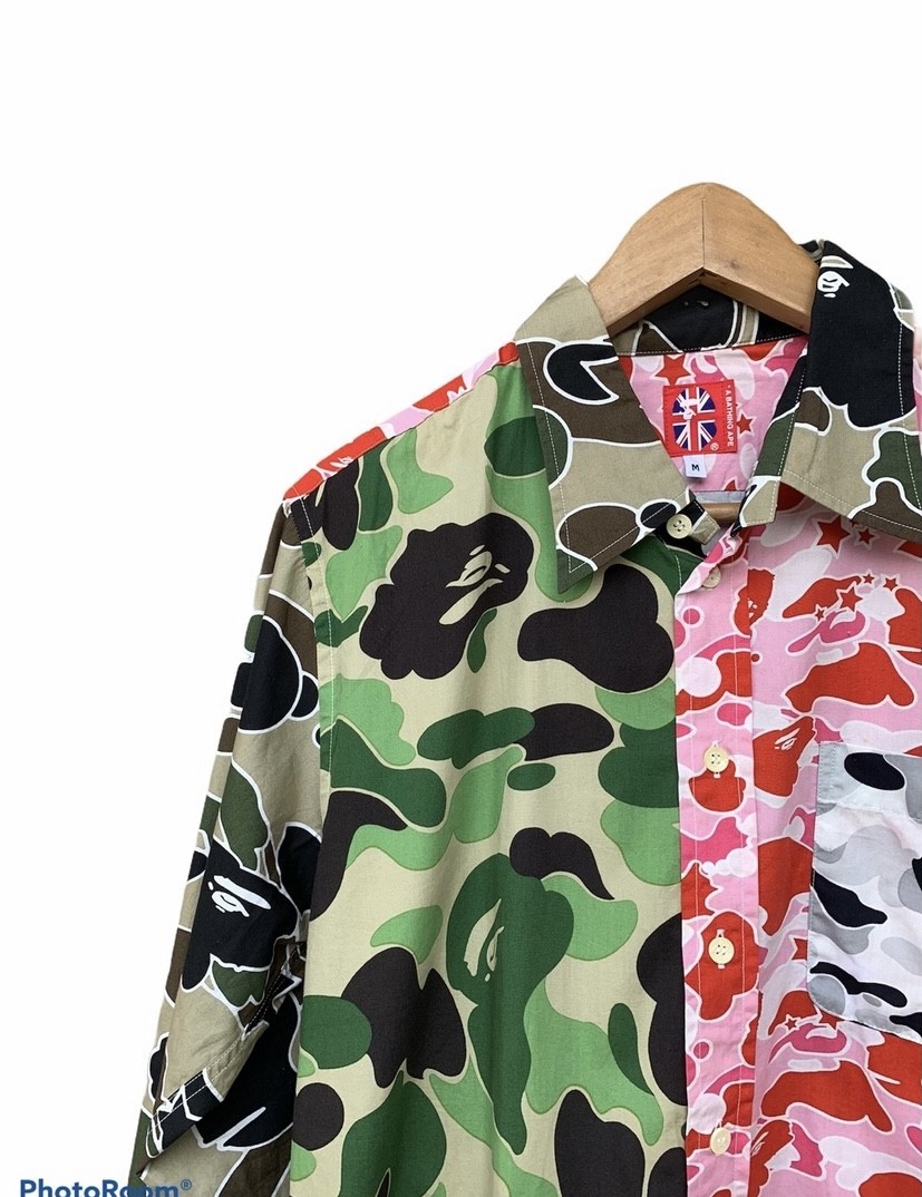 2000 Bape Crazy Camo Long Sleeve Button Shirt - 2