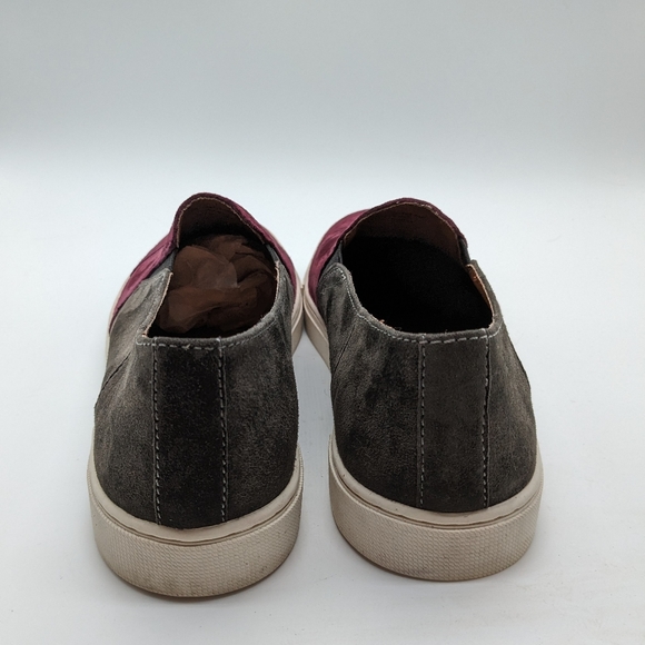 FRYE Suede Gemma Color Block Slip-on Sneaker Maroon Grey Women's 9M EUC - 7