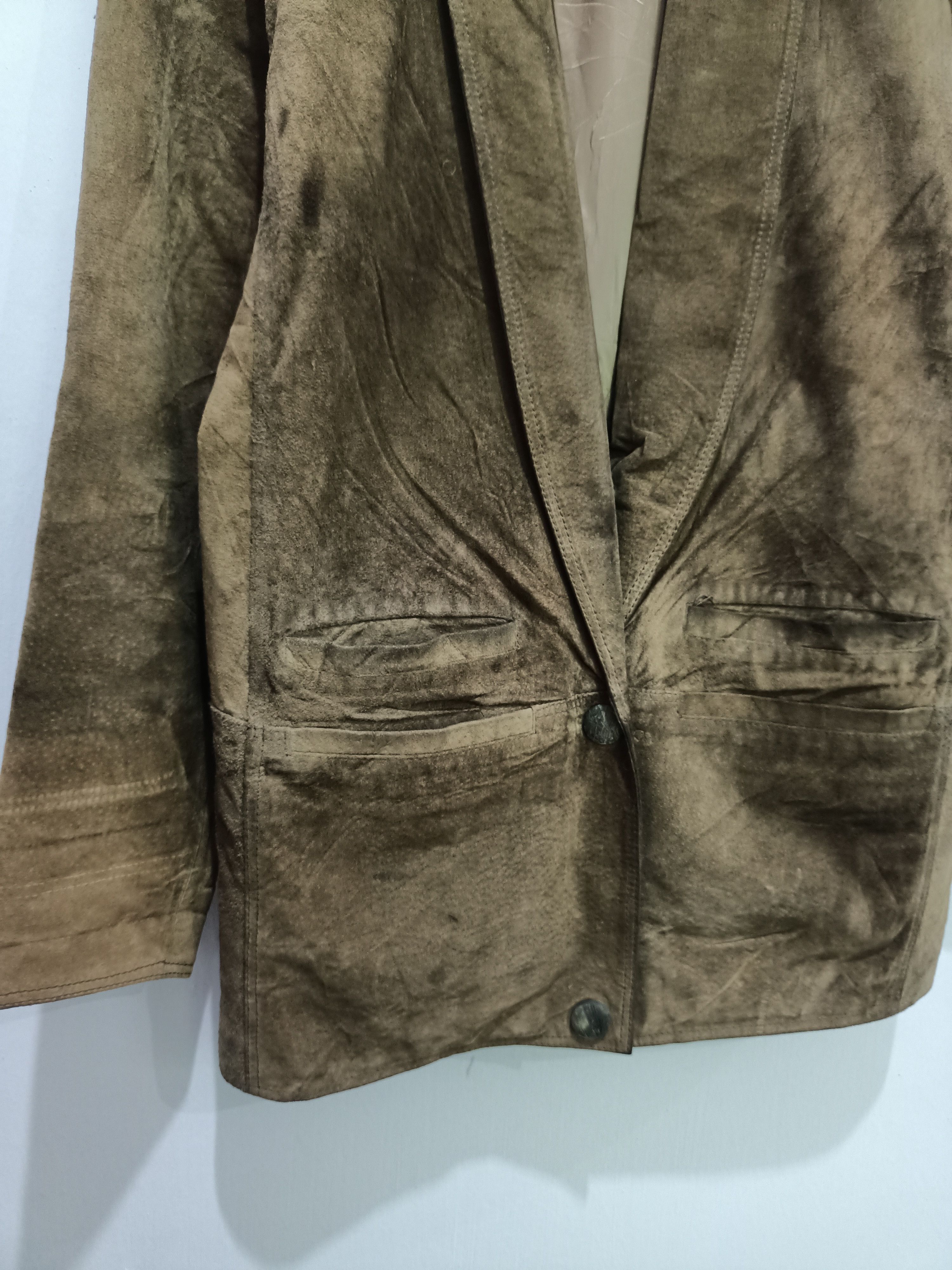 Vintage 80s ANNE MARIE BERETTA Paris Suede Leather Blazer - 5