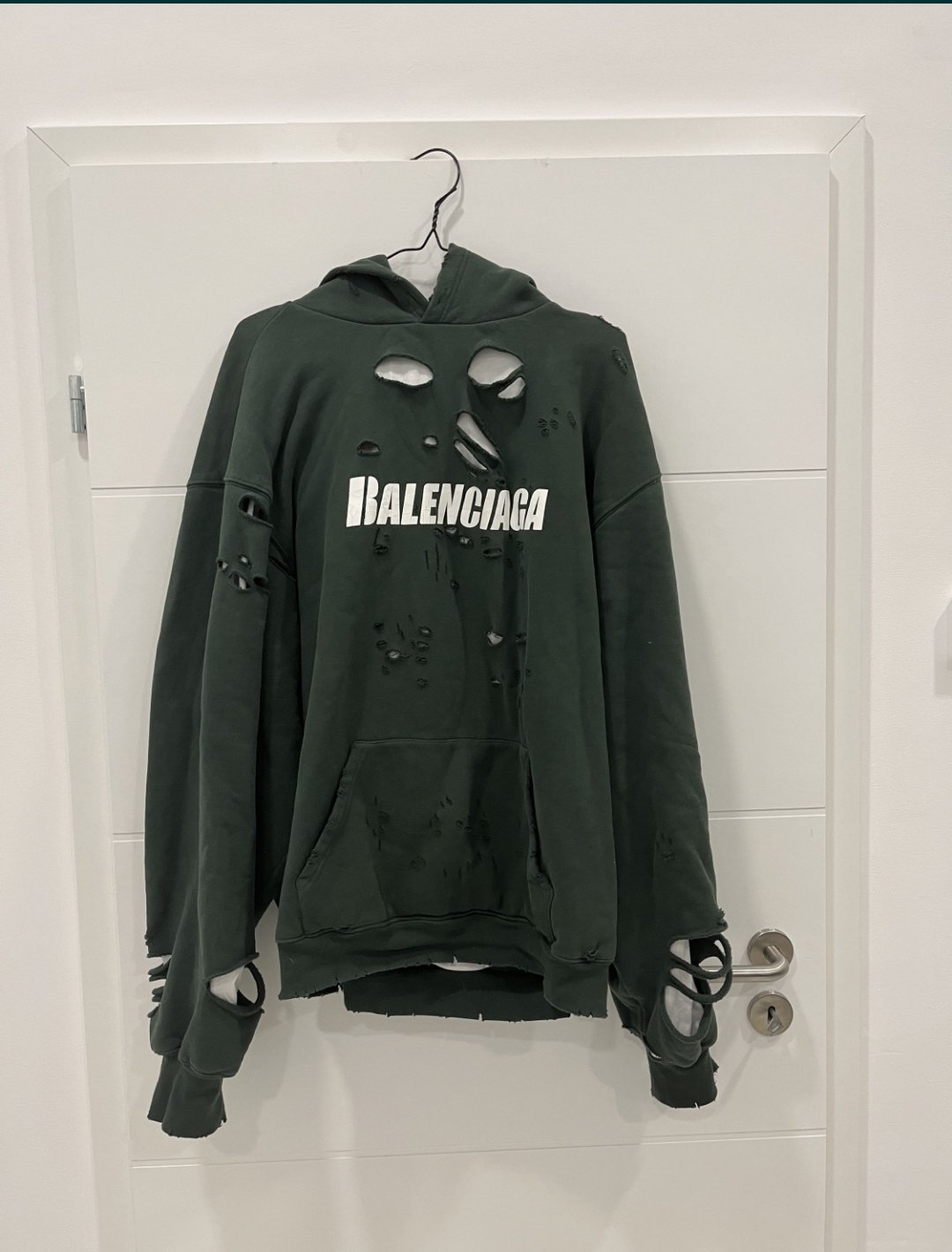 Balenciaga Destroyed Hoodie ripped distressed logo spellout