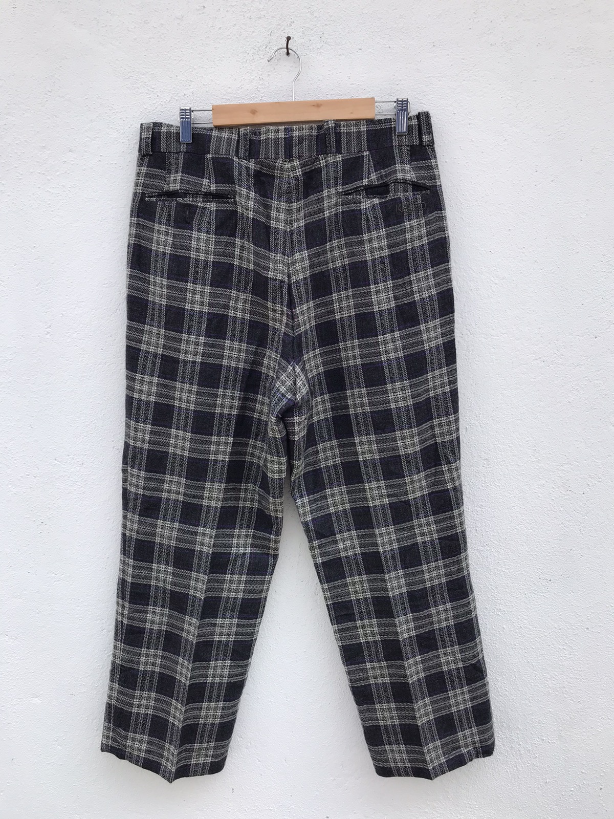 VINTAGE KENZO GOLF Checked Plaid Baggy Wool Trousers - 6