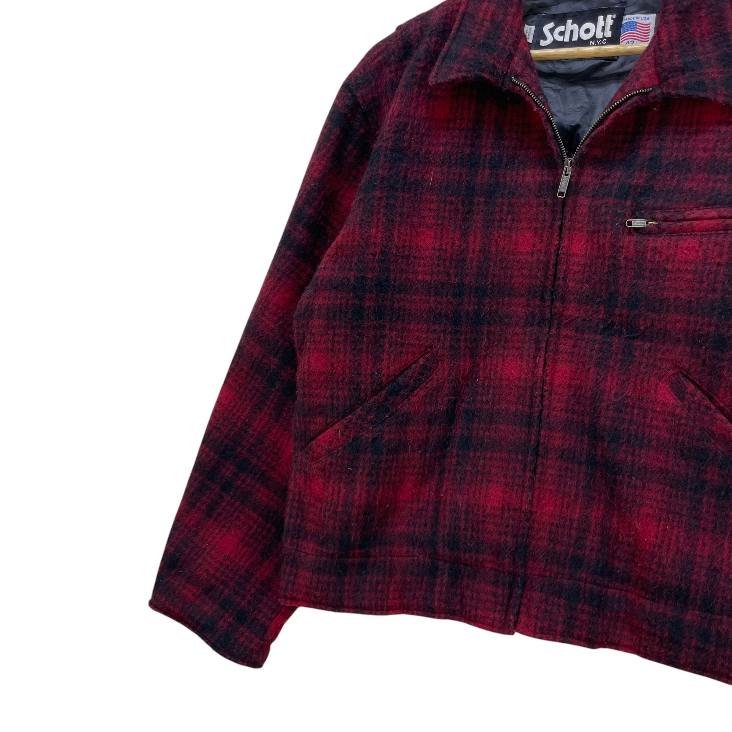 Vintage Schott Crafted With Pride Made In Usa Checked Shadow Plaid Jacket Size 42 - 4