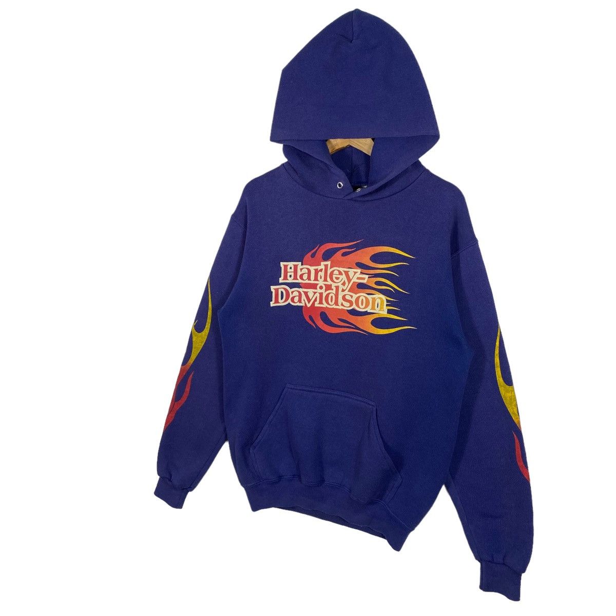 Vintage 90s Harley Davidson Flames Hoodie S Size - 3