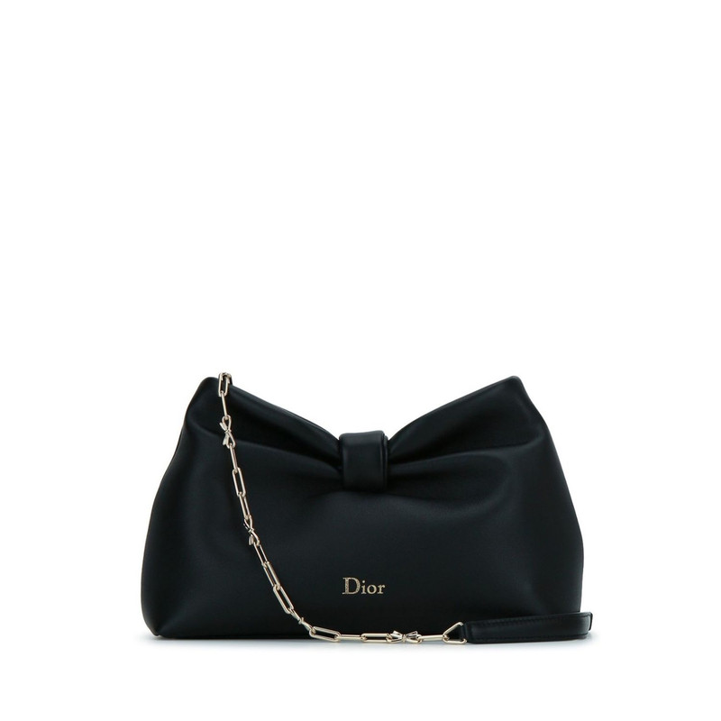 DIOR $4400 Black Small Bow Shoulder Bag New & Authentic - 1