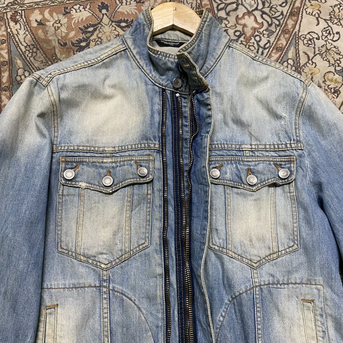 Vintage Dolce&Gabbana Denim Jacket Double Zipper Mudwash - 6