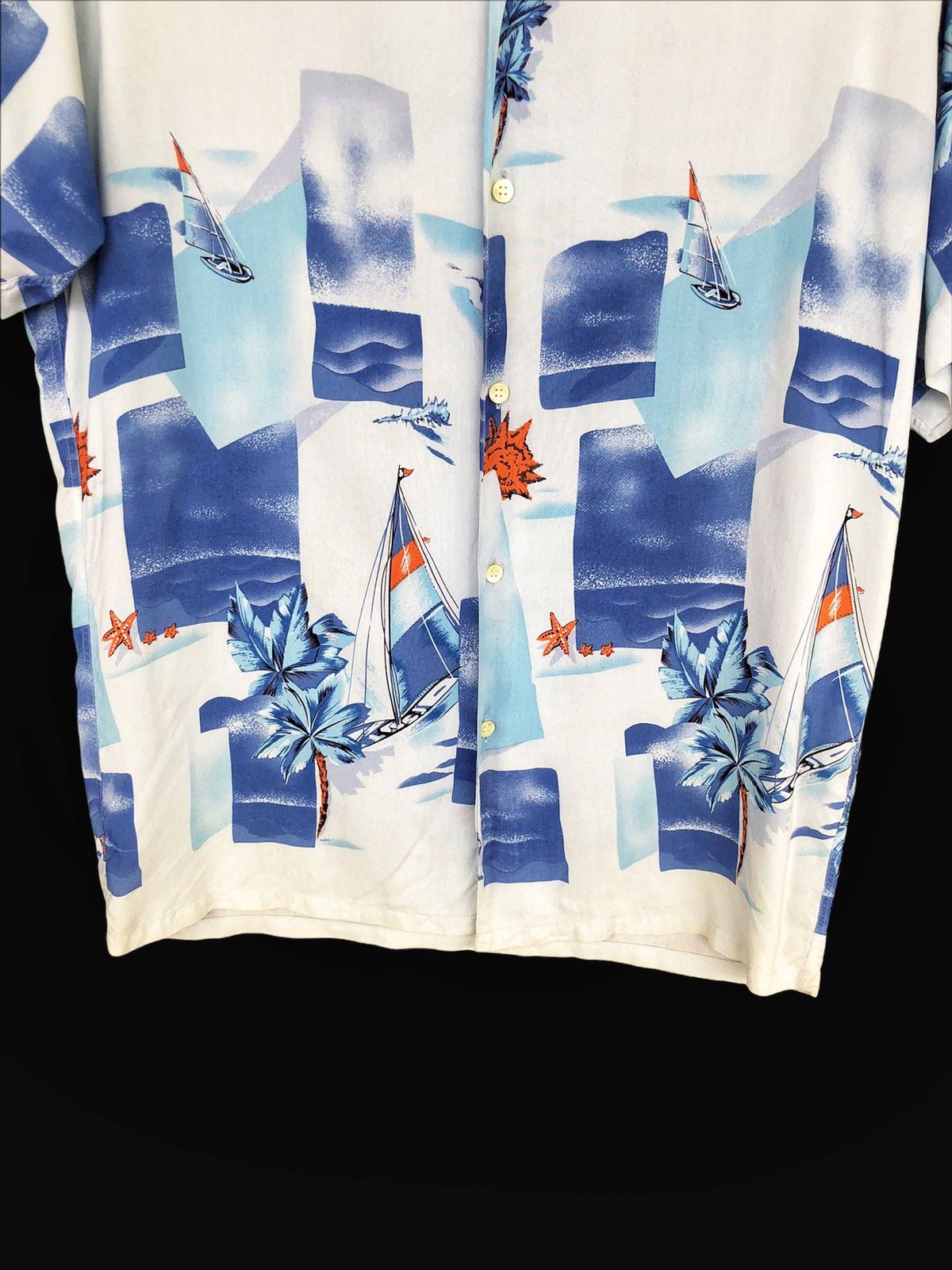 GRAIL🔥90s Jun Men 🇯🇵 Yacht Motif Rayon Aloha Shirt - 4