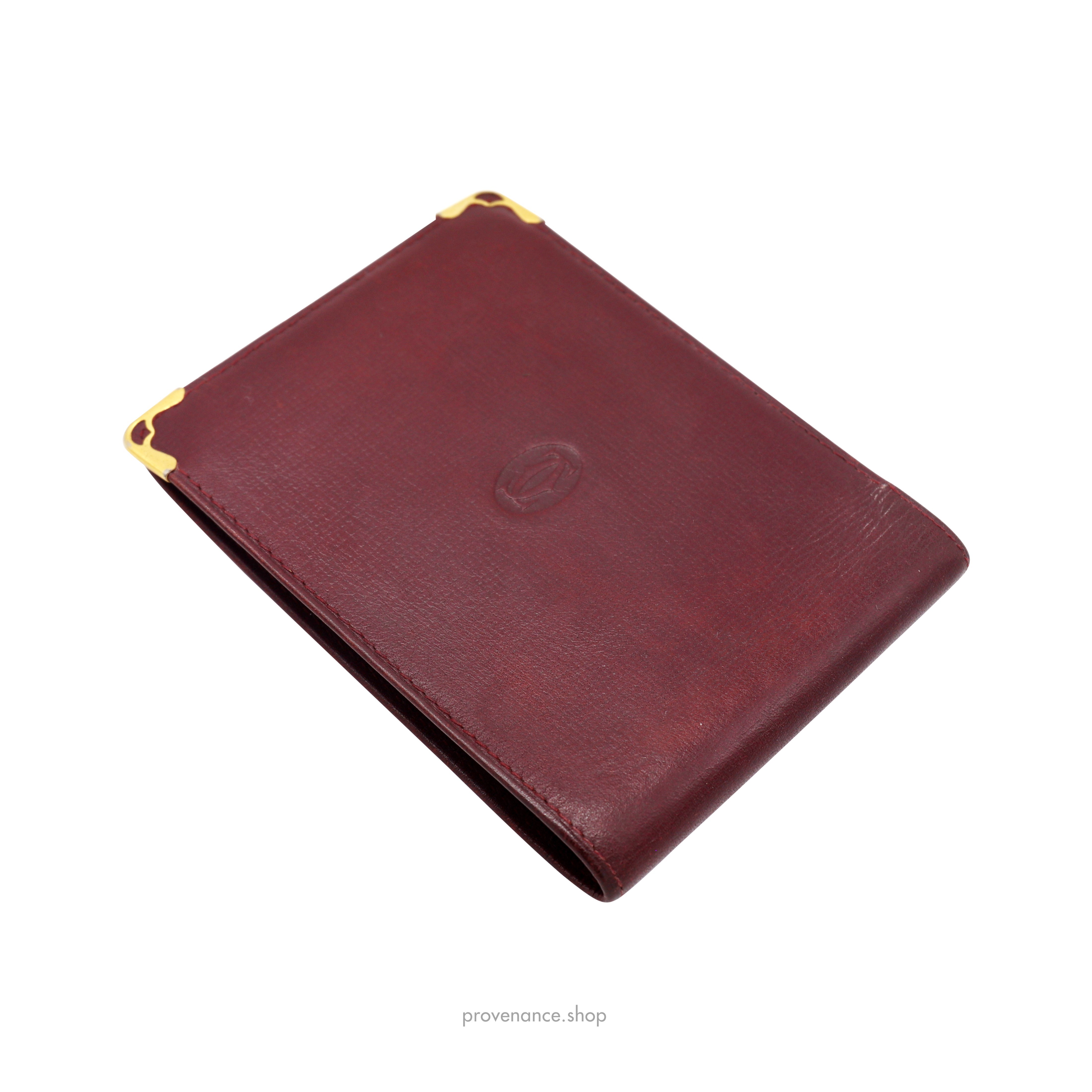 6CC Bifold Wallet - Burgundy Calfskin Leather - 4