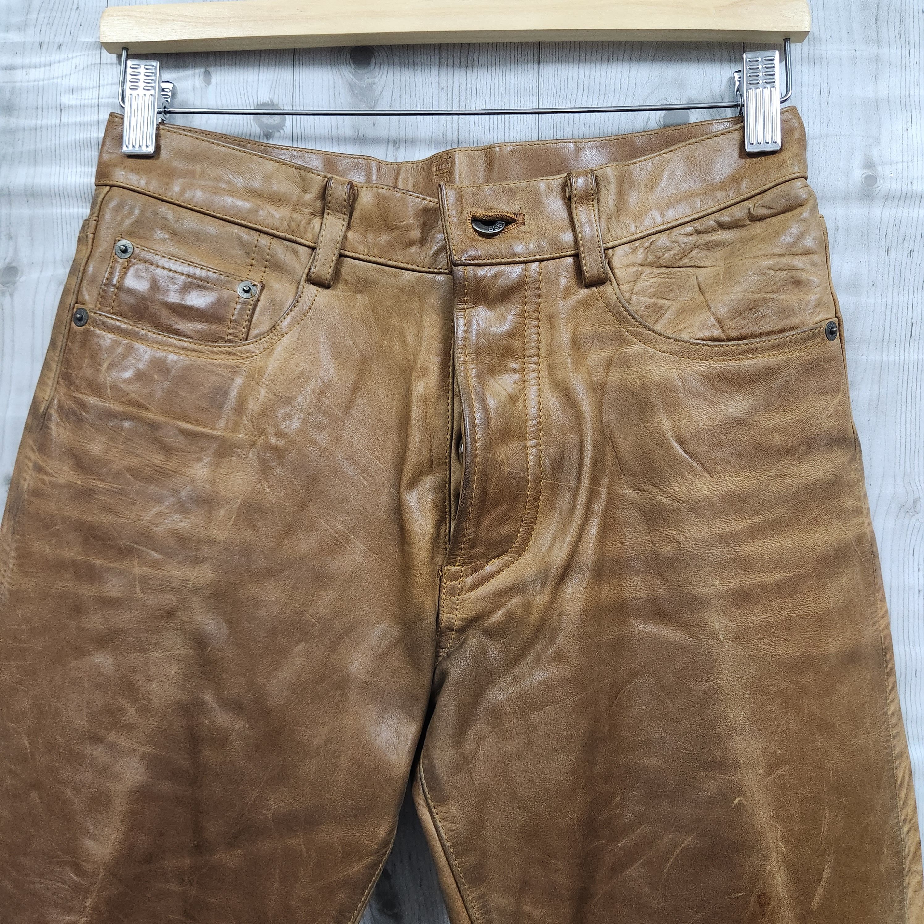 Genuine Leather - Vintage 5351 Pour Les Hommes Genuine Cow Leather Pants Japan - 2
