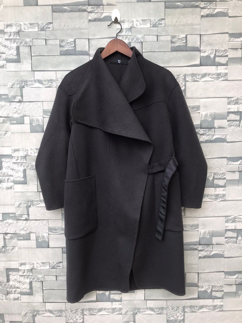 +J Uniqlo Wool Blend Oversized Wrap Coat - XS (Fits M) Black - 1