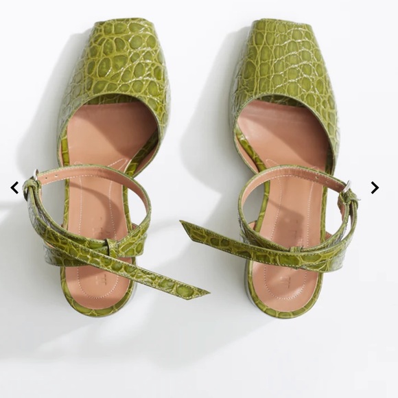 MARNI Peep Toe High Heel Croc Print Sandals in Dusty Olive - 5