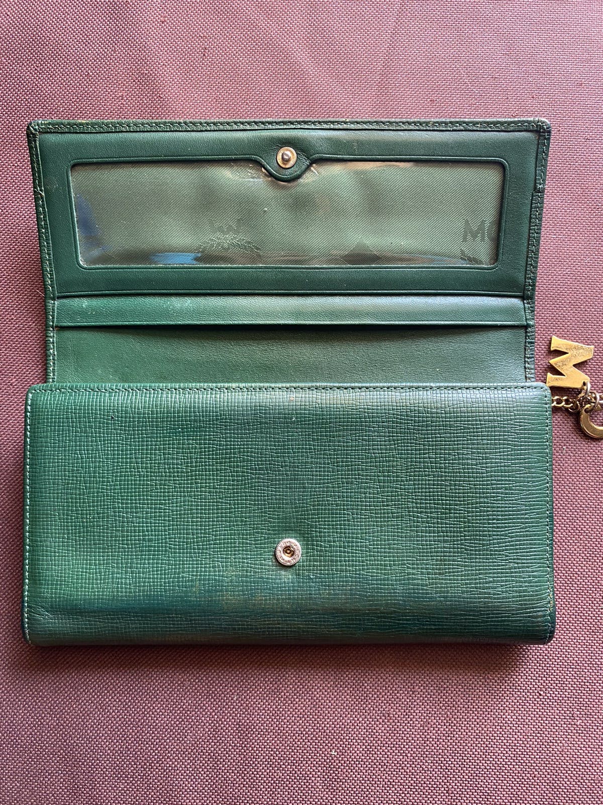 Authentic MCM Green Leather Long Wallet - 10