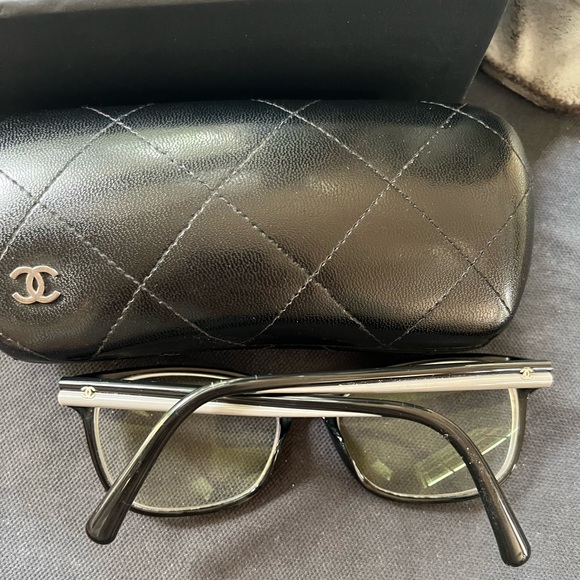 Chanel Women's Glasses Italy with Case Box EUC Grey Black Logo Acetate 54-17 140 - 10